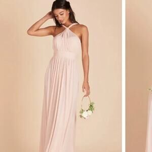 Birdy Grey Dress XS Pale Blush Kiko Halter Formal Bridesmaid Maxi Dress NWT!